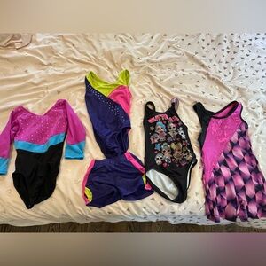 Colorful Kids' Gymnastics Leotards and Shorts Set
